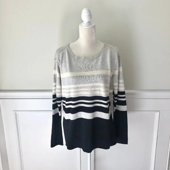 Michael Stars Black Gray Striped Sweater Wool S - Picture 1 of 6